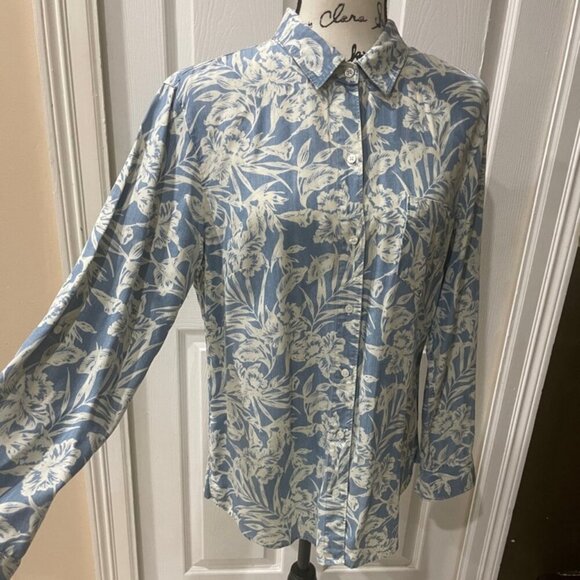 Tommy Bahama flora print sketched Woman Island trend blouse 100% Tercel  Size M - Picture 9 of 14